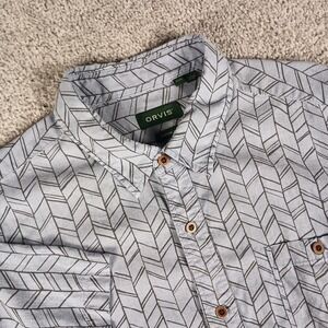 Orvis XXL Classic Fit Herringbone Mens Button Down Shirt